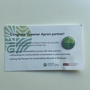 Starbucks Greener Apron Pin Partner Exclusive Sustainability Award New With Card